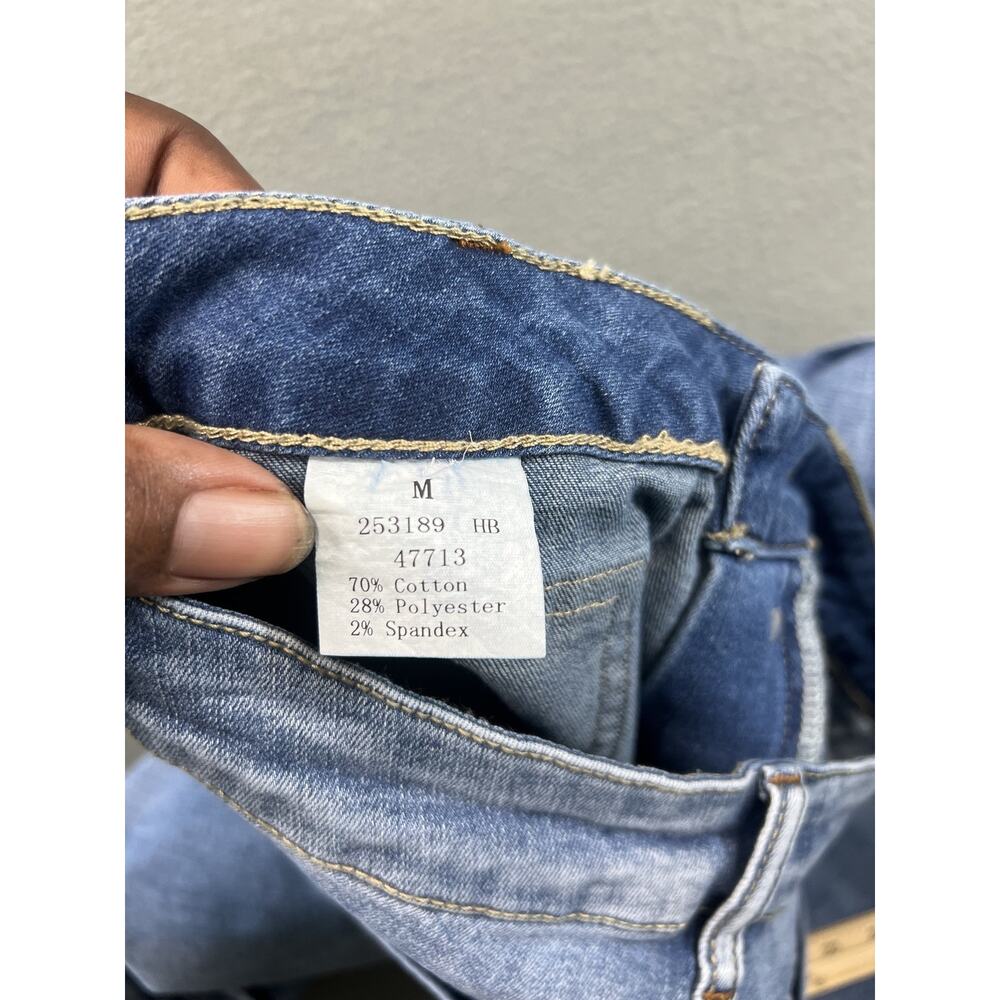Flamingals Women's M Blue Mid Rise Button Fly Jogger Cargo Jeans